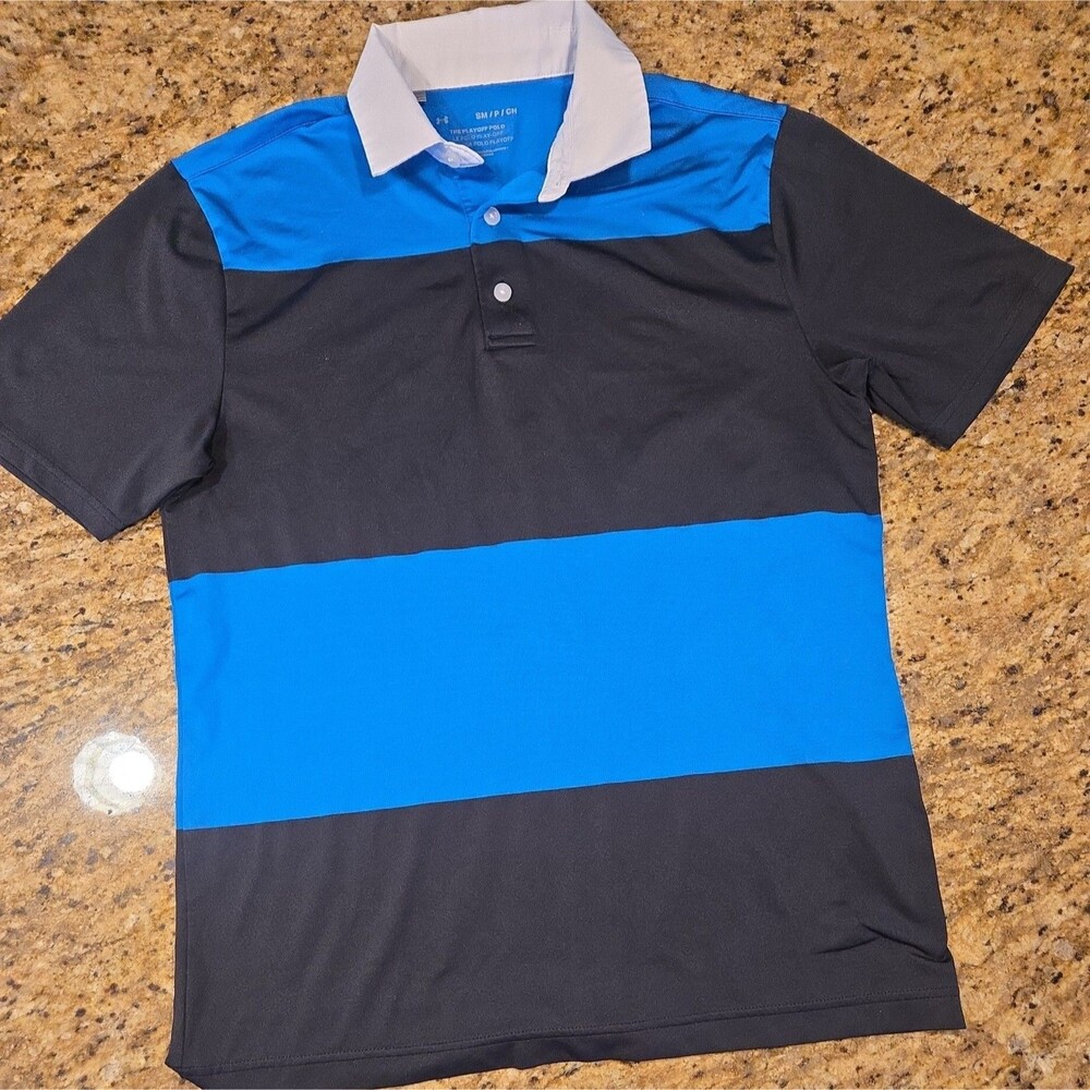Under Armour Playoff Polo blue black colorblock Men's Small